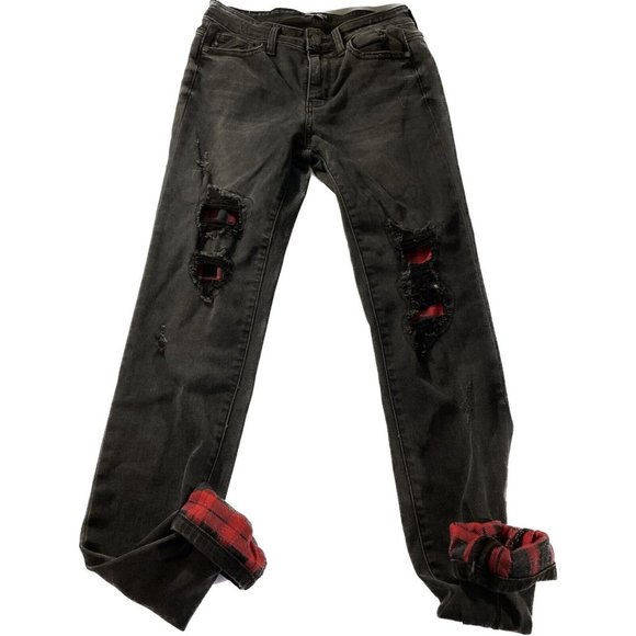 Judy Blue Denim - Judy Blue JB82191BK  Jeans Womens Size 3/26 Black Denim Skinny Buffalo Patch